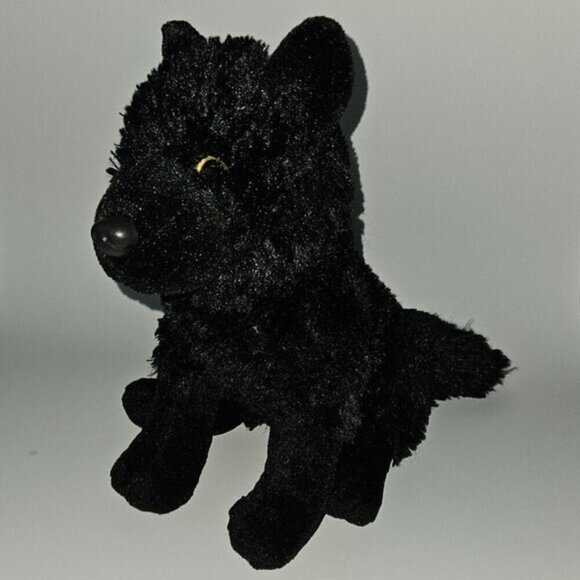 Wild Republic Solid Black Wolf Plush 12" Stuffed Animal Toy Cuddlekins - Picture 1 of 9